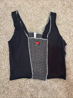 Nike Black Tank Top with Red Logo Patch and Grid Center